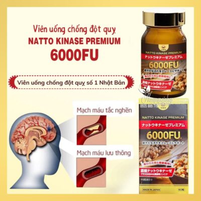 Viên uống hỗ trợ đột quỵ Wakenko Nattokinase Premium 60000FU 60 viên